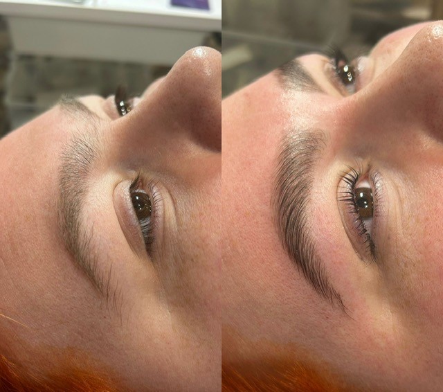 Brow Lamination by Chloe before and after June 2023